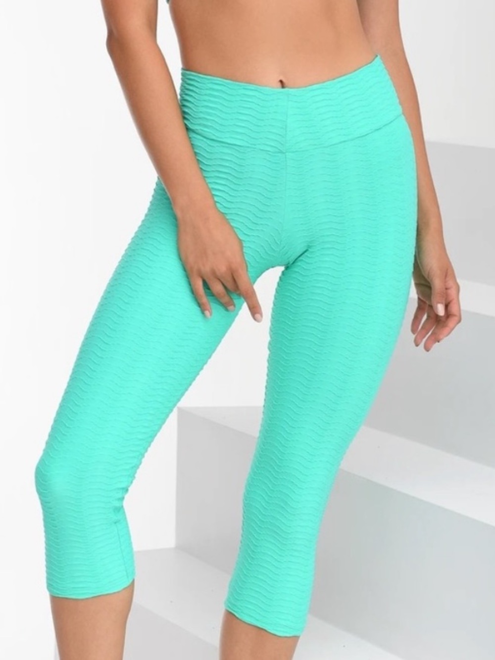 Booty by Brabants Cropped Mint Green Original Fabric High-Waist Leggings